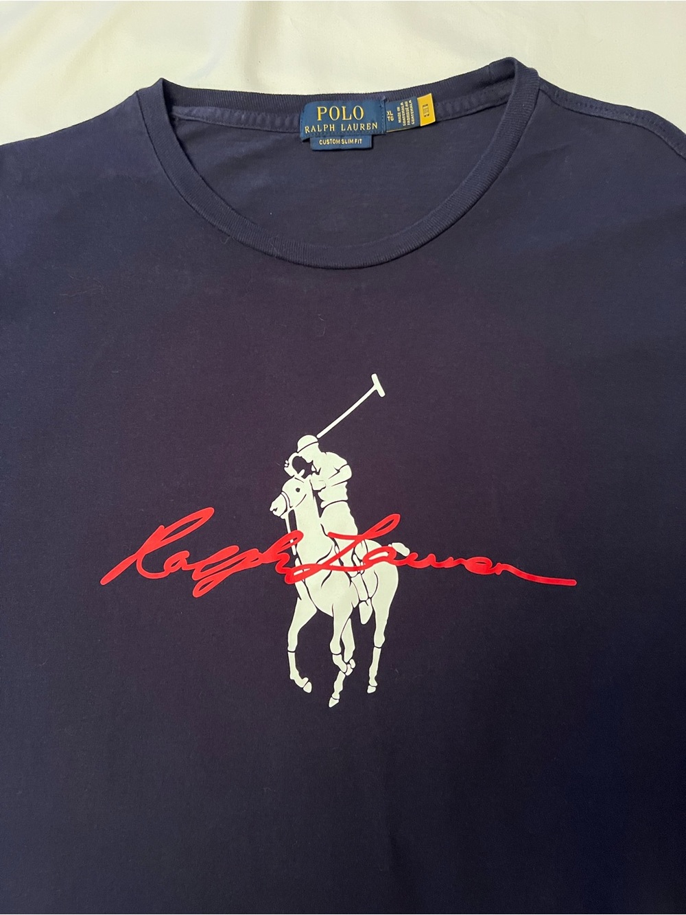 Polo Ralph Lauren Custom Slim Fit Big Pony Graphic T-Shirt Navy XL. Slim Fit